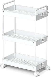 Slim 3-Tier Rolling Storage Cart for Narrow Spaces