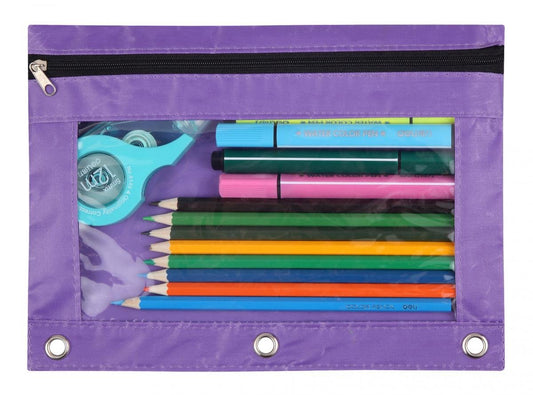 24-Pack Purple 3-Ring Binder and Pencil Case Set