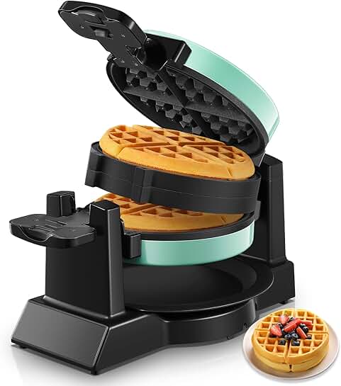 Double Belgian Waffle Maker with Flip and Nonstick Plates