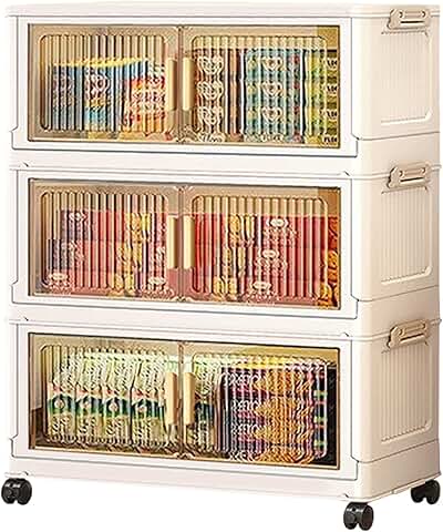 15-Gallon Foldable Rolling Storage Cart with Doors and Windows