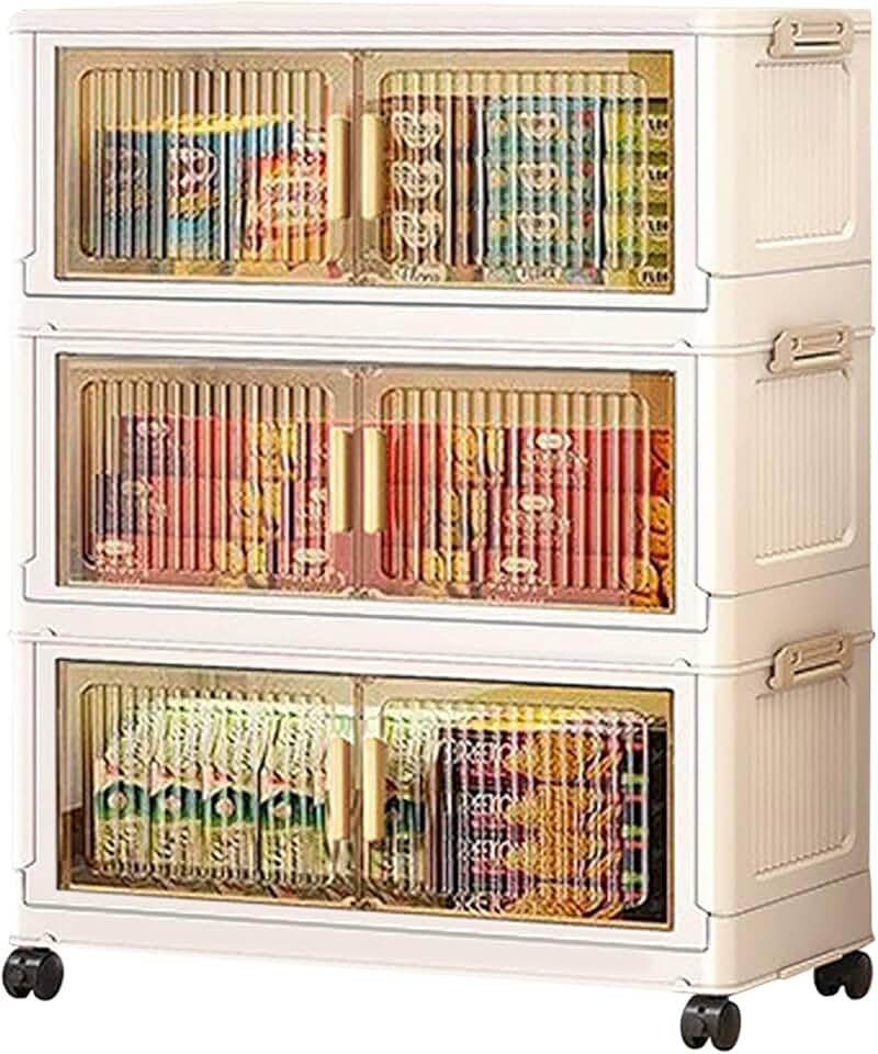 15-Gallon Foldable Rolling Storage Cart with Doors and Windows