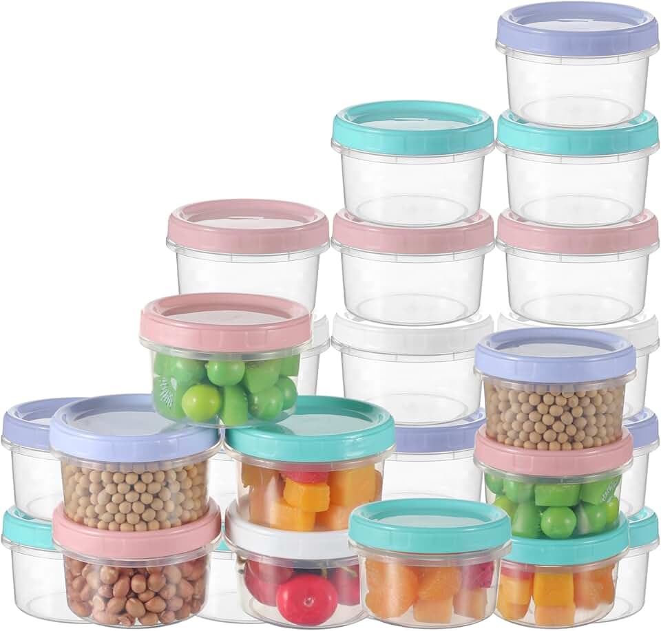 Set of 36 Small Clear Plastic Food Storage Containers