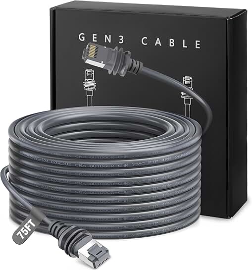 75FT Waterproof Ethernet Extension Cable for Satellite Dish