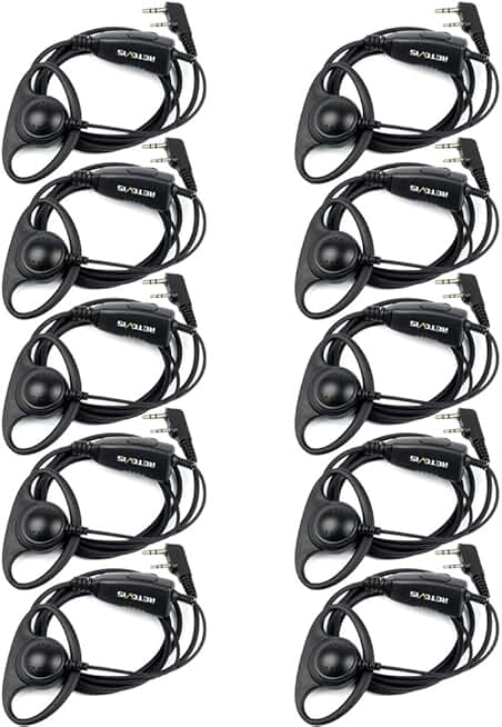 10-Pack Walkie Talkie Earpiece with Mic and Headset