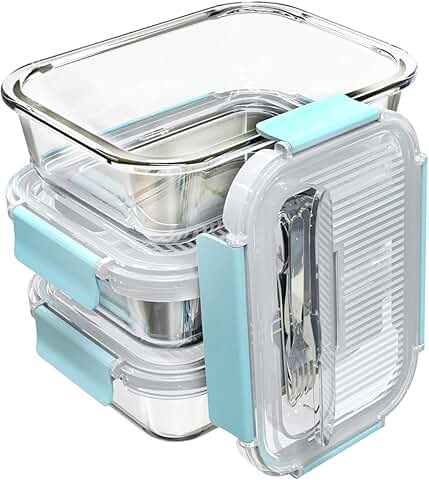 Large Glass Food Storage Containers with Locking Lids, 3-Pack