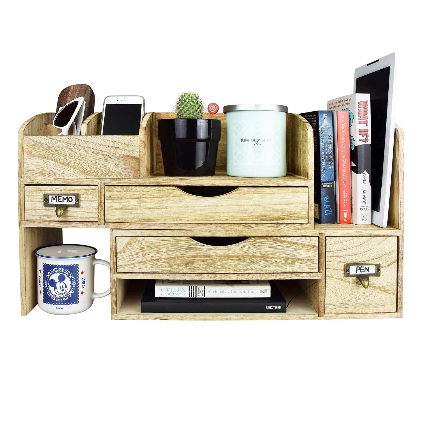 Large Wooden Desktop Organizer for Office Supplies
