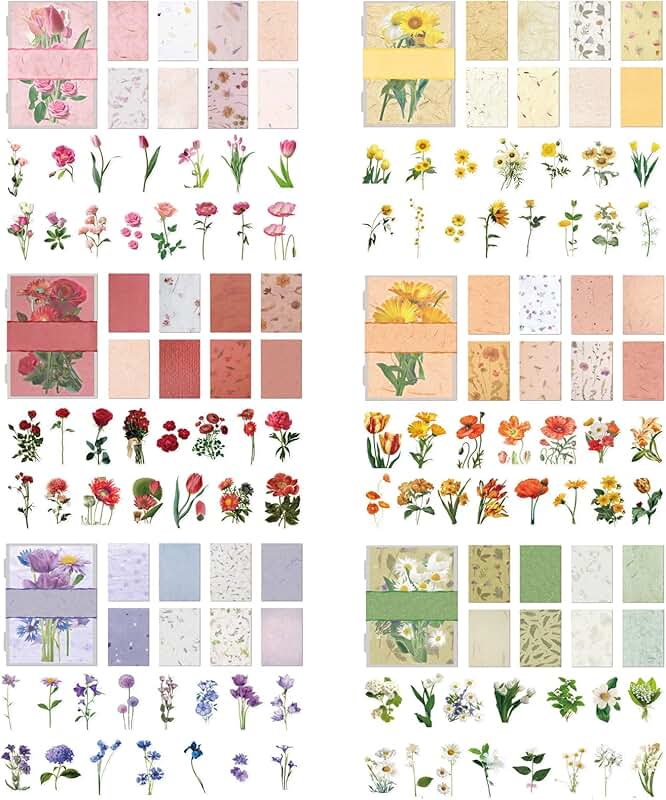 186-Piece Flower Scrapbook Kit with Stickers and Paper