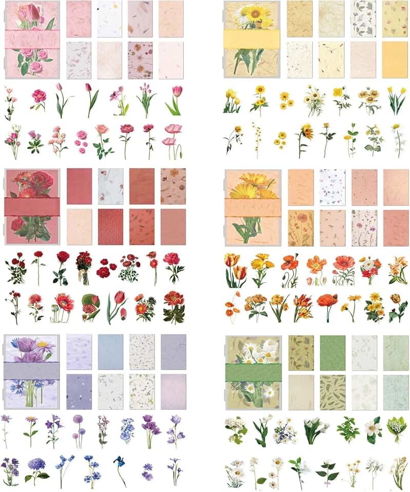 186-Piece Flower Scrapbook Kit with Stickers and Paper