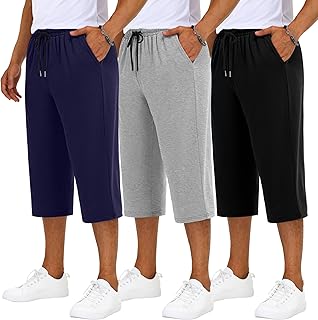 Three Pack Men's Plus Size Baggy Capri Shorts