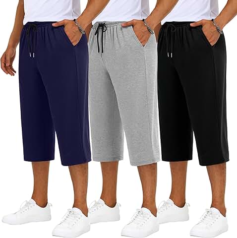 Three Pack Men's Plus Size Baggy Capri Shorts