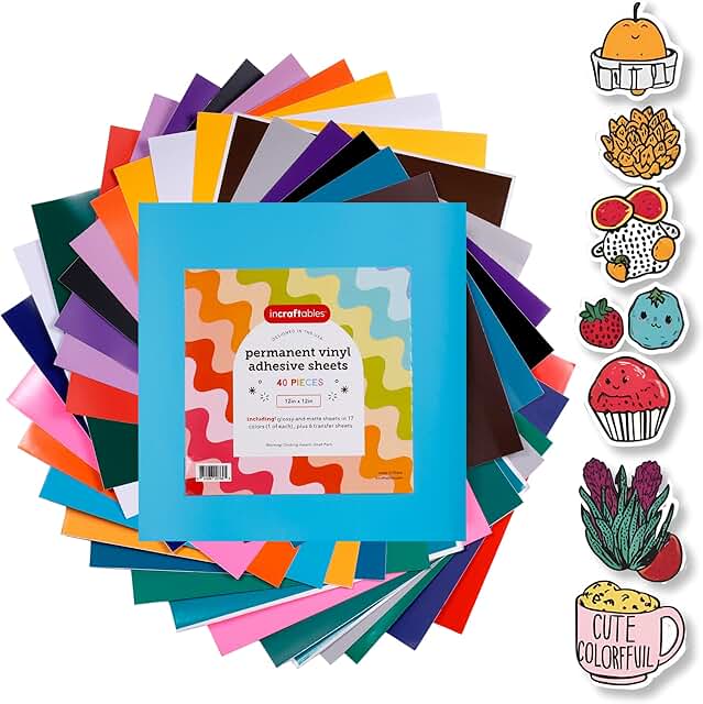60 Sheet Assorted Permanent Vinyl Pack for Cutting Machines
