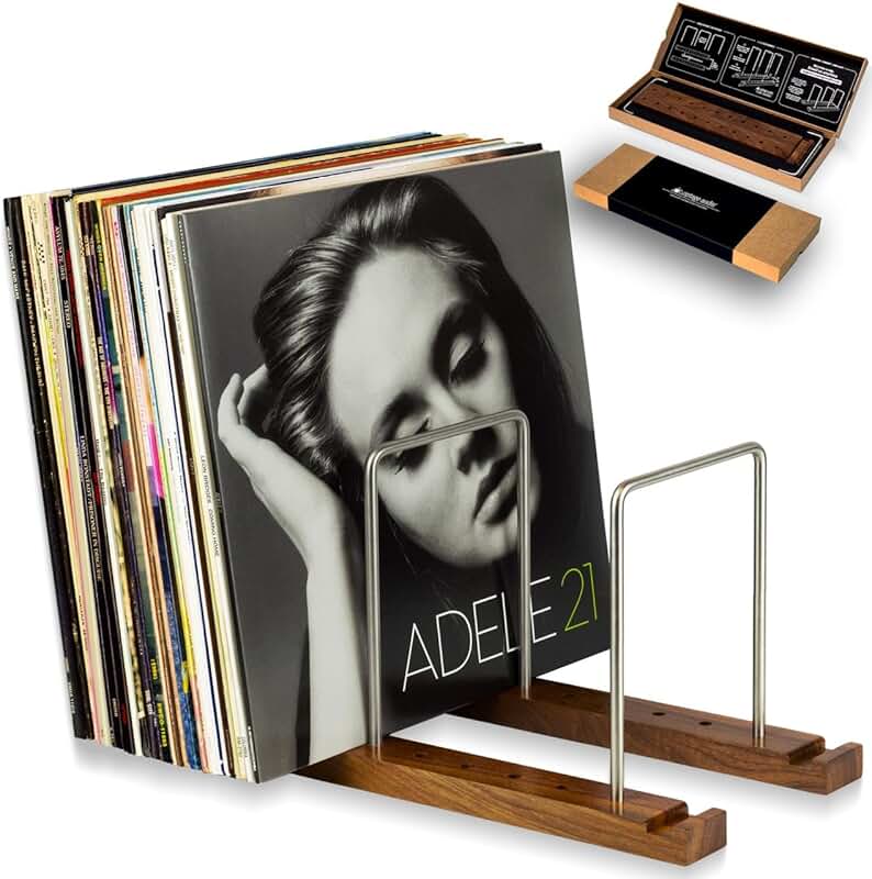 Durable Walnut Vinyl Record Storage and Display Stand