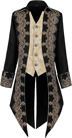 Men's Vintage Gothic Embroidered Tailcoat Jacket