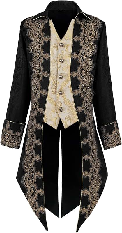 Men's Vintage Gothic Embroidered Tailcoat Jacket