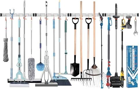 Wall Mount Mop and Broom Holder, 4 Pack