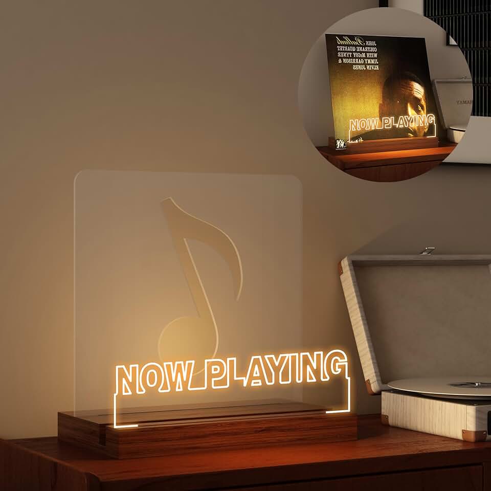 Vinyl Record Display Stand with Light
