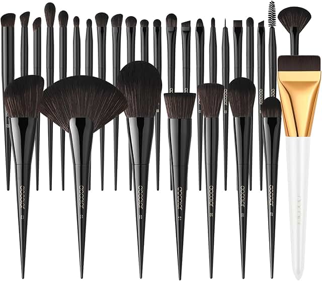 30-Piece Obsidian Makeup Brush Set for Face and Body