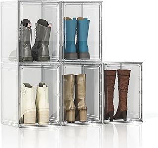 Large Boot Storage Box Set for Closet, White