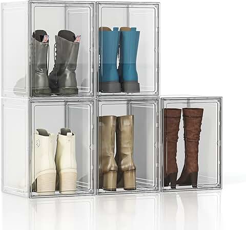 Large Boot Storage Box Set for Closet, White