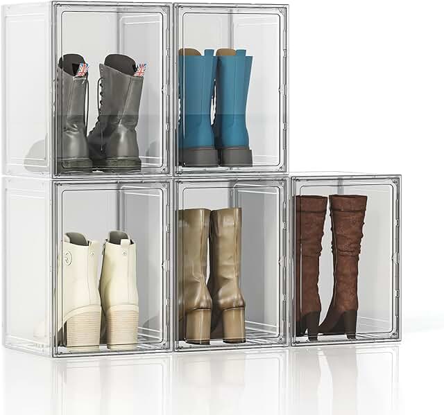 Large Boot Storage Box Set for Closet, White