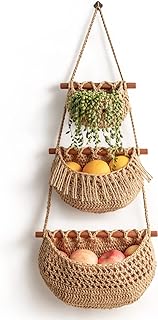 3-Tier Hanging Fruit Basket for Kitchen and Home
