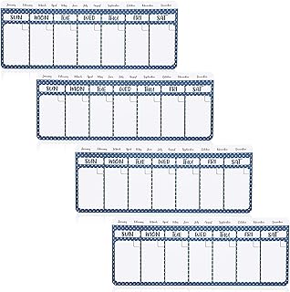Set of 4 Magnetic Weekly Dry Erase Calendars, 11"x4.2"
