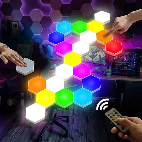 6-Pack RGB Hexagon LED Wall Lights with Remote