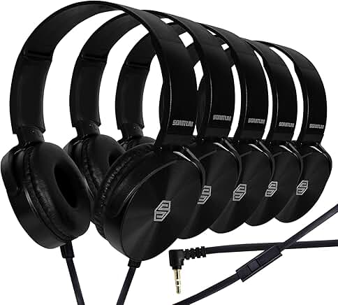 Bulk 10 Student On-Ear Headphones with Microphone