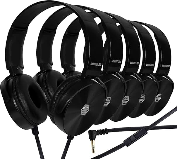 Bulk 10 Student On-Ear Headphones with Microphone