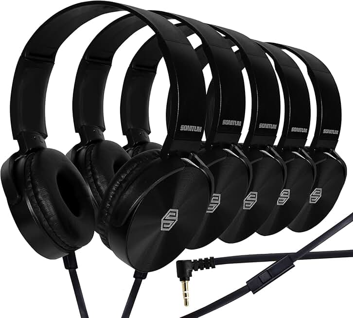 Bulk 10 Student On-Ear Headphones with Microphone
