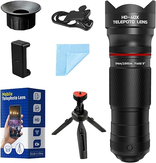 40X Telephoto Lens with Tripod for Smartphones