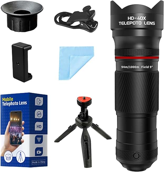 40X Telephoto Lens with Tripod for Smartphones