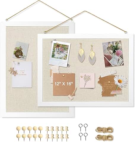 Double-Sided Linen Cork Board Set, 16x12 Inches