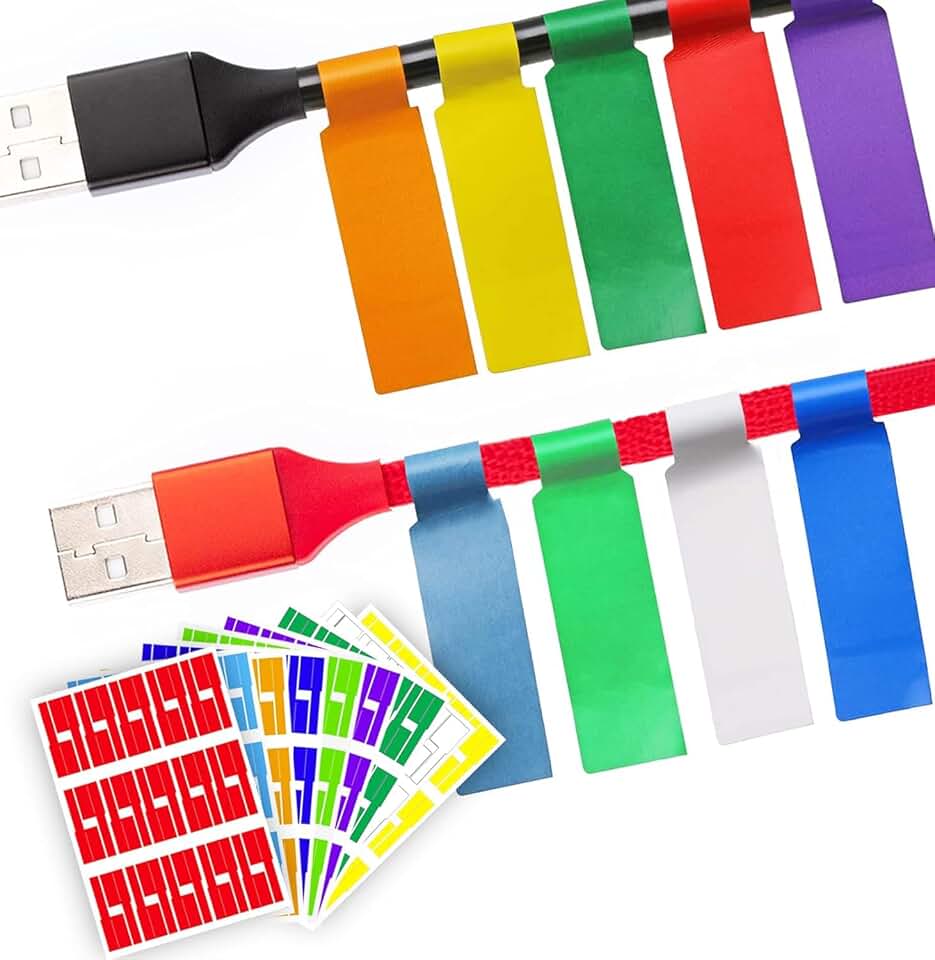 270 Pack Waterproof Tear-Resistant Cable Labels in 9 Colors