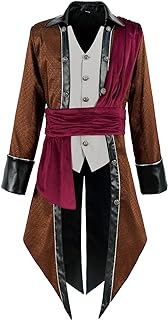 Men's Medieval Steampunk Pirate Viking Renaissance Tuxedo Coat