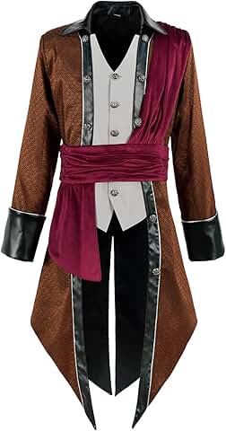 Men's Medieval Steampunk Pirate Viking Renaissance Tuxedo Coat