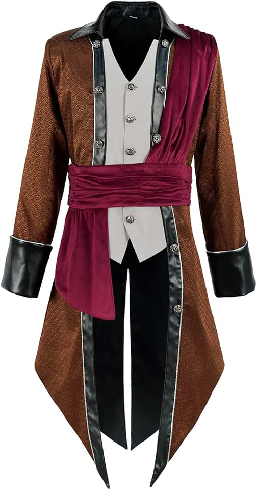 Men's Medieval Steampunk Pirate Viking Renaissance Tuxedo Coat