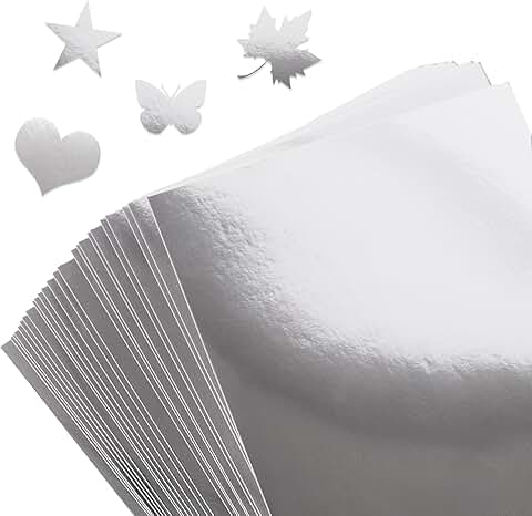 Silver Metallic Reflective Cardstock, 80 Sheets, A4, 250gsm