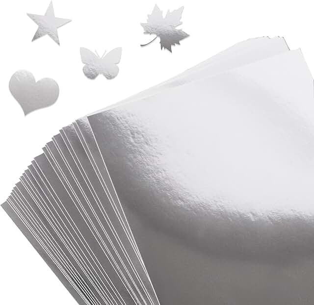 Silver Metallic Reflective Cardstock, 80 Sheets, A4, 250gsm