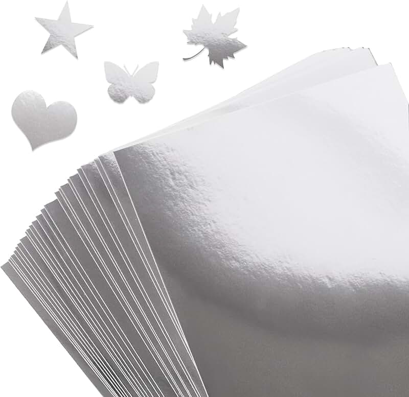 Silver Metallic Reflective Cardstock, 80 Sheets, A4, 250gsm