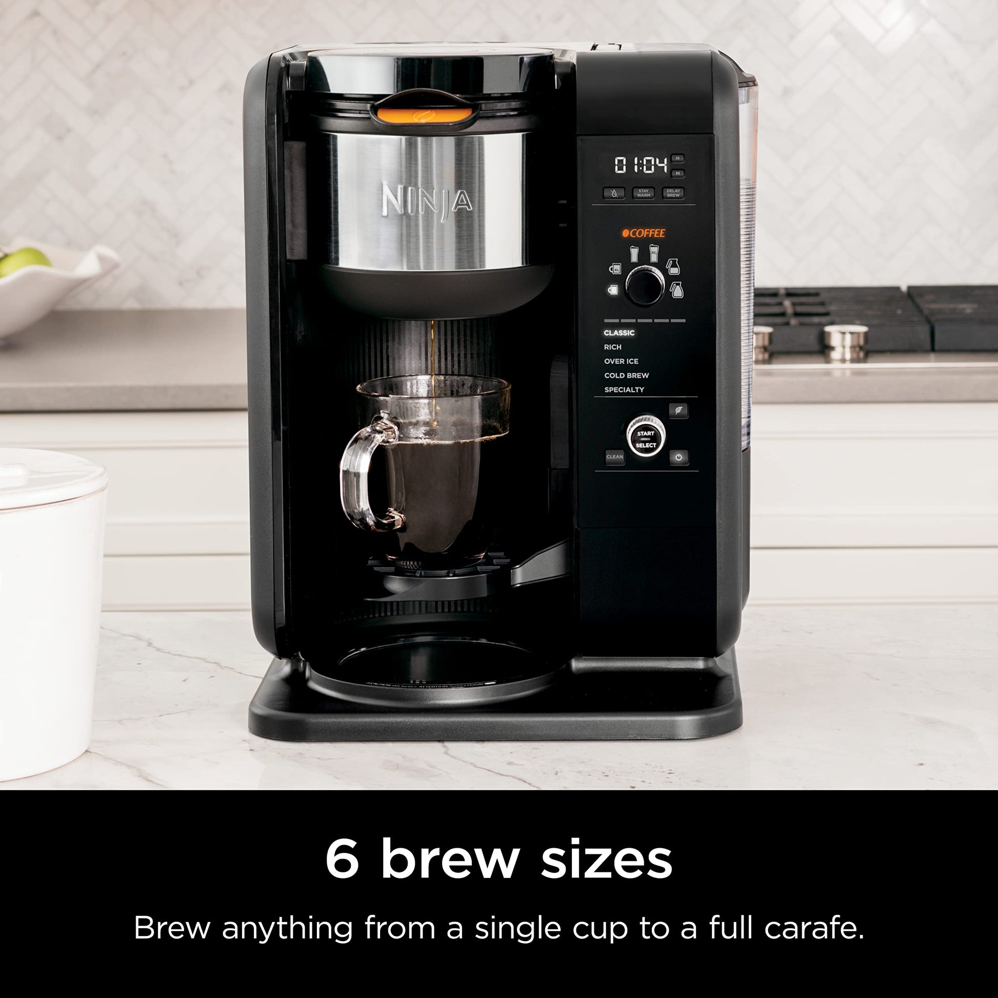 CP307 Hot and Cold Brewed System, Tea  Coffee Maker, with Auto-iQ, 6 Sizes, 5 Styles, 5 Tea Settings, 50 oz Thermal Carafe, Fr  Coffee  Tea Baskets, Dishwasher Safe Parts, Black