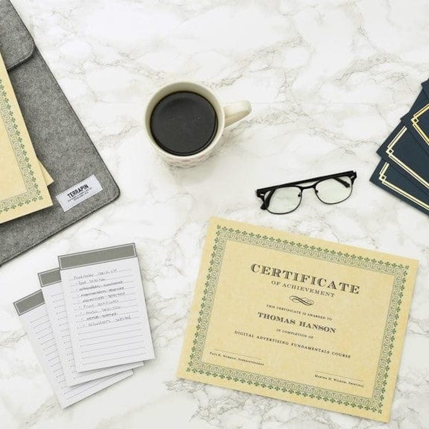 White Border Paper Certificates, 100 Sheets