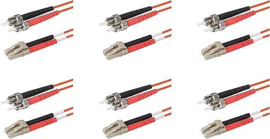 6-Pack 2m ST to LC Fiber Optic Patch Cables