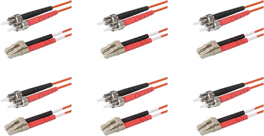 6-Pack 2m ST to LC Fiber Optic Patch Cables