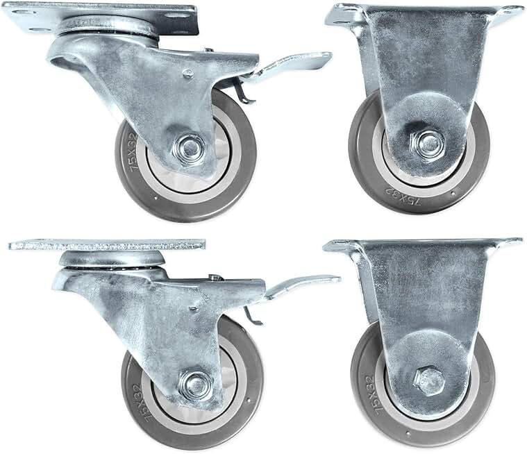 3-inch steel caster wheels with locking and swivel
