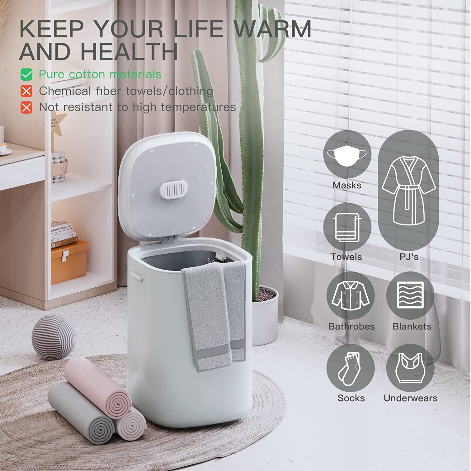 Upgraded Towel Warmer Bucket, Hot Towel Warmers with Auto Keep Warm Feature, Heat Timer 20/40/60 Min Adjustable and Up to 24 Hour Delay Timer, Large Towel Warmer for Oversize Towels Bathrobes Blankets