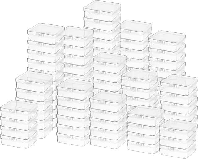 100 Clear Plastic Bead Storage Boxes
