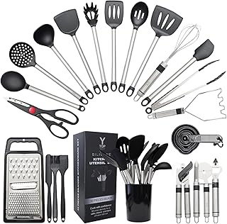 33-Piece Silicone Kitchen Utensil Set with Stainless Handles