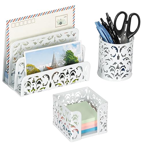 3-Piece Desk Organizer Set with Pen Holder and Mail Sorter