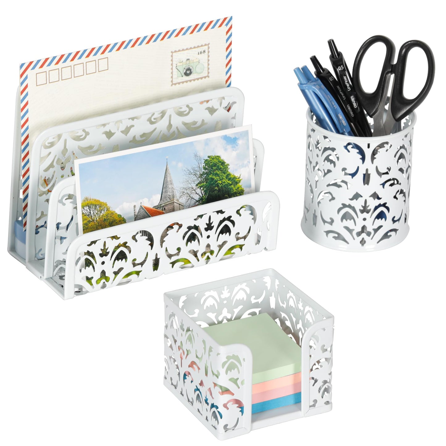 3-Piece Desk Organizer Set with Pen Holder and Mail Sorter